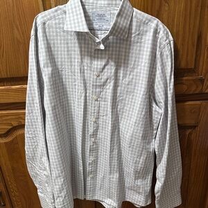 Charles Tyrwhitt Men's Gray Checkered Shirt‎ Size 17/38”